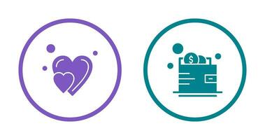 cuore e portafoglio icona vettore
