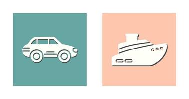 auto e nave icona vettore