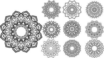 vettore di raccolta mandala vettore libero. set di fiori circolari mandala