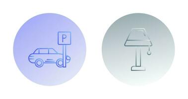 parcheggio e lampada icona vettore