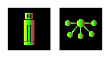 USB guidare e nodi icona vettore