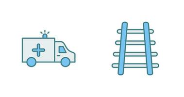 ambulanza e treno bordeggiare icona vettore
