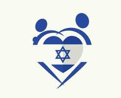 Israele bandiera cuore emblema astratto simbolo vettore illustrazione design