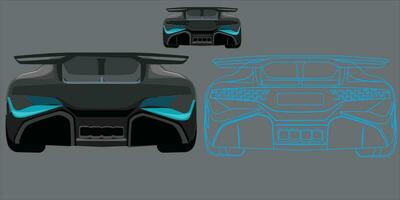 gli sport auto Visualizza a partire dal dietro. isolato blu Linee di macchine e auto colori. formatura un' futuristico auto unità. moderno gli sport auto vettore