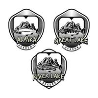 set di emblema distintivo del club di pesca vintage vettore