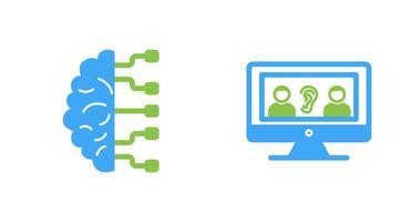 cervello e ascoltando icona vettore