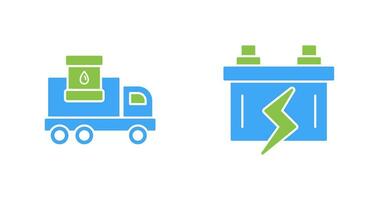 carburante camion e batteria icona vettore