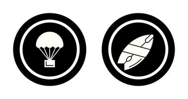 paracadute e tavola da surf icona vettore