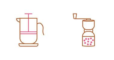 francese stampa e caffè macinino icona vettore
