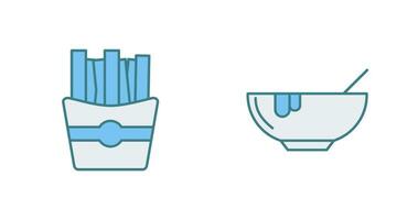 la minestra e patatine fritte icona vettore