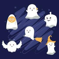 impostato di carino Halloween fantasma personaggi vettore