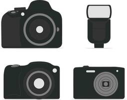 professionale dslr foto telecamera vettore illustrazione. impostato icona design nel piatto stile isolato