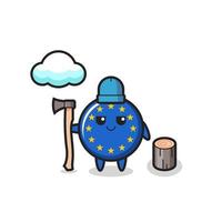 personaggio dei cartoni animati della bandiera europea distintivo come taglialegna vettore