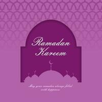 effetto papercut ornamentale piatto ramadan con colore sfumato viola vettore