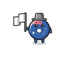 personaggio dei cartoni animati del distintivo della bandiera dell'australia che tiene una bandiera vettore
