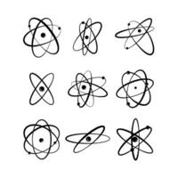 atomo orbita impostato cartone animato vettore illustrazione