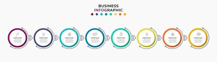 modello di business di progettazione infografica con icone e 8 opzioni o passaggi vettore