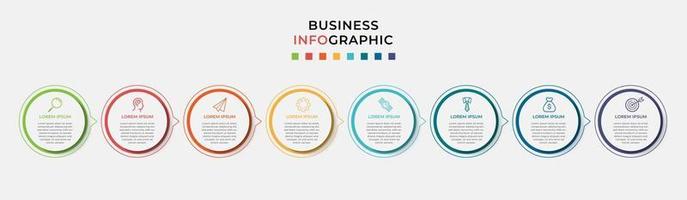 modello di business di progettazione infografica con icone e 8 opzioni o passaggi vettore