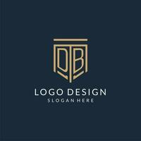 iniziale db scudo logo monoline stile, moderno e lusso monogramma logo design vettore