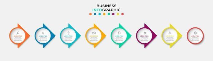 modello di business di progettazione infografica con icone e 8 opzioni o passaggi vettore