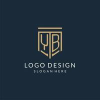 iniziale yb scudo logo monoline stile, moderno e lusso monogramma logo design vettore