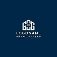 iniziale lettera gg monogramma logo con astratto Casa forma, semplice e moderno vero tenuta logo design vettore