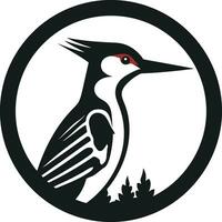 picchio uccello logo design nero e bianca minimalista picchio uccello logo design nero e bianca piatto vettore