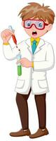 cartone animato ragazzo fare chimico sperimentare. vettore illustrazione