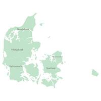 Danimarca carta geografica con principale regioni. carta geografica di Danimarca vettore