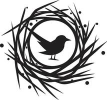 elegante comfort nero uccello nido icona mistico dimora nel ombre aviaria rifugio logo vettore