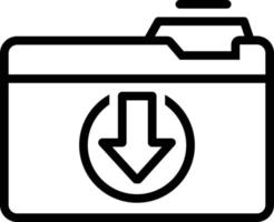 icona della linea per la cartella di download vettore