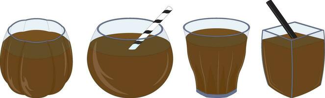 latte caffè nel insolito bicchieri collezione vettore illustrazione