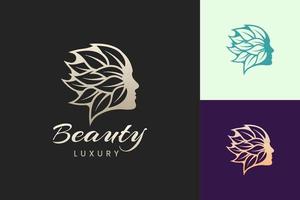 modello di logo per la cura della bellezza del viso in stile lussuoso e moderno vettore