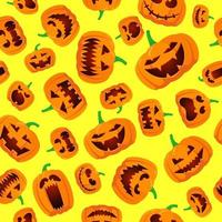 modello di halloween senza soluzione di continuità con zucche spaventose lanterna jack felice vettore