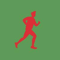 un' rosso corridore è mostrato contro un' verde sfondo. è un' chiaro silhouette di un' persona in movimento inoltrare velocemente. vettore