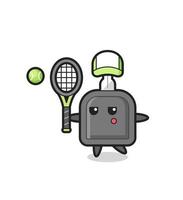 personaggio dei cartoni animati della chiave della macchina come giocatore di tennis vettore