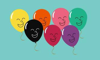 colorato palloncini con contento espressione illustrazione. vettore