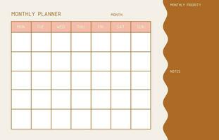 mese progettista modello. calendario. un' progettista per il mensile organizzazione di volta. vettore. vettore