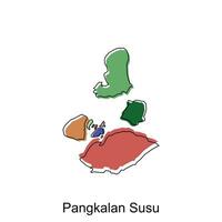 carta geografica città di pangkalan susu Provincia di nord sumatra vettore design. astratto, disegni concetto, logo design modello