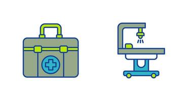 primo aiuto kit e operativo camera icona vettore