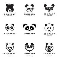 testa di orso, orso e panda mascotte logo set vettore icona illustrazione