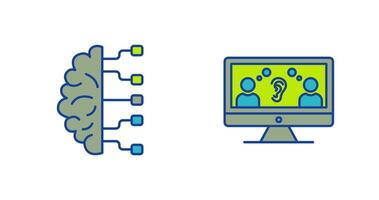 cervello e ascoltando icona vettore