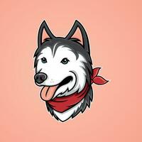 illustrazione di un' carino rauco cane, indossare un' rosso bandana. vettore