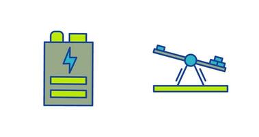 batteria e altalena icona vettore