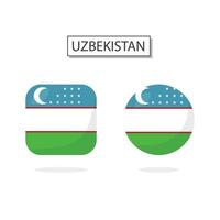 bandiera di Uzbekistan 2 forme icona 3d cartone animato stile. vettore