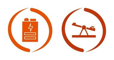 batteria e altalena icona vettore