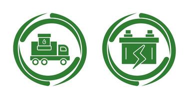 carburante camion e batteria icona vettore