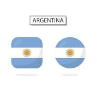 bandiera di argentina 2 forme icona 3d cartone animato stile. vettore