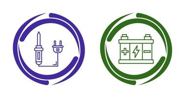 saldatura e batteria icona vettore