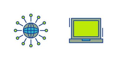 networking e il computer portatile icona vettore